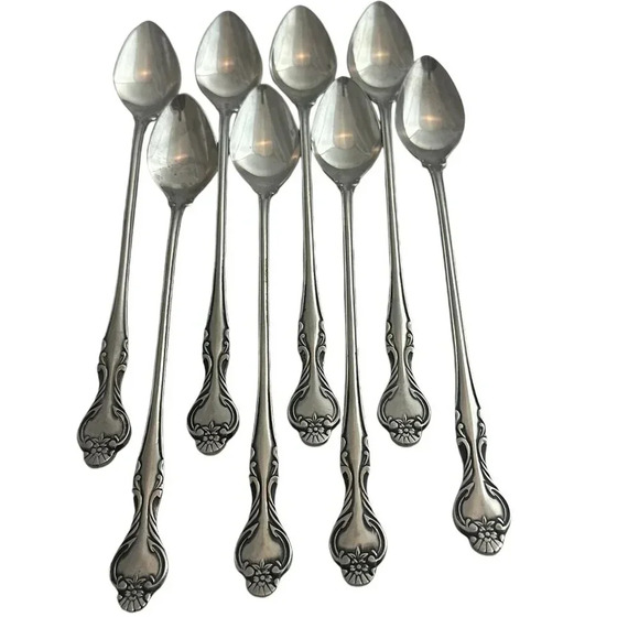 Oneida Northland Stainless Steel Vintage Pattern Eight Tea Spoons Flatware - Picture 1 of 7